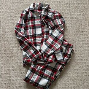 Old Navy women’s red white plaid flannel 2pc holiday winter pajama set size XS